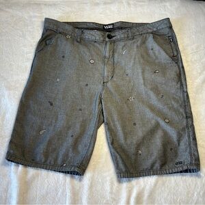 Vans Mens Gray Paisley Shorts cotton button zipper pockets 36/39 see photos